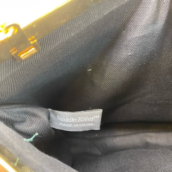 Vintage Sadie Rivers Gold Tone Chain Green Leather Clutch Purse Crossbody 10x6” - Picture 13 of 16